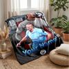 Erling Haaland Custom Name Text Flannel Blanket Soccer Logo Personalized Fleece Throw Blanket Special Gift For Sofa Bedroom Home