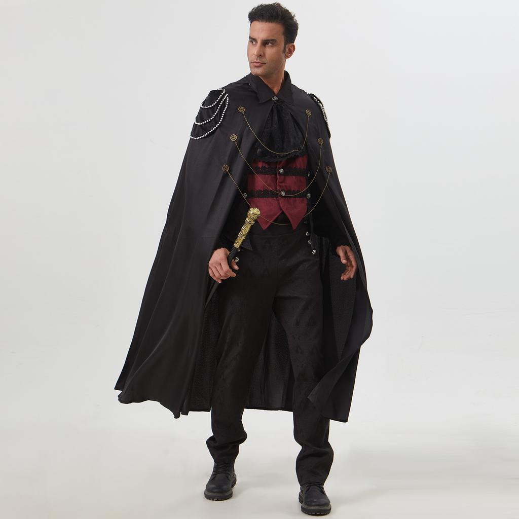 Medieval Retro Royal Cape Plus Shoulder Pads Men's and Women's Bead Curtains, Gear Chains, Hooded Capes, Performance Clothes
