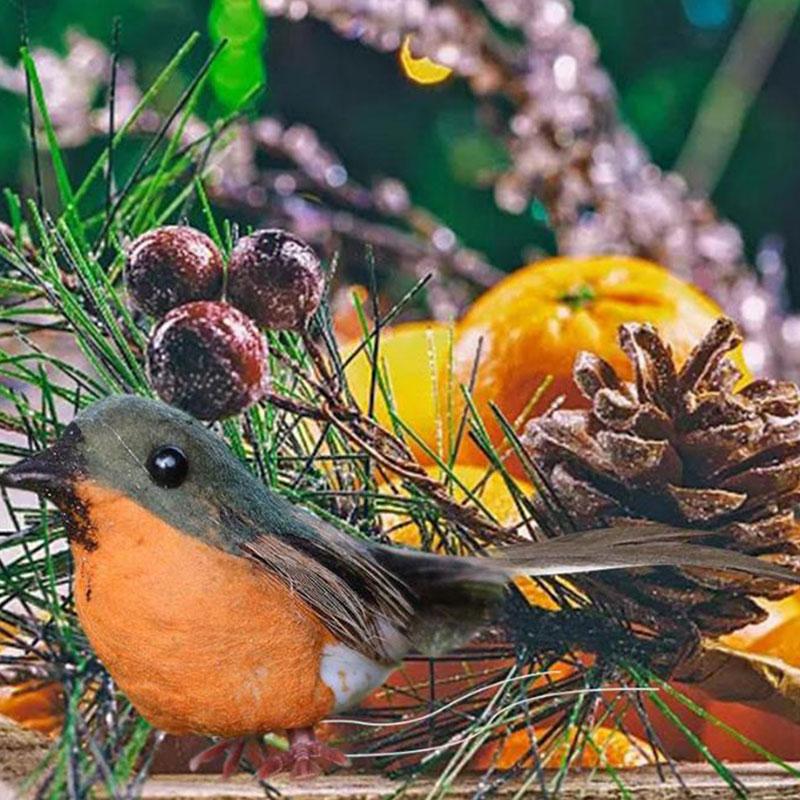 1ks Robin Bird vánoční mini umělé vánoční ozdoby na vánoční stromeček