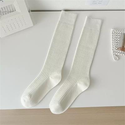 Trendy Japanese Minimalist Basic Striped Cotton Mid-calf Slouch Socks