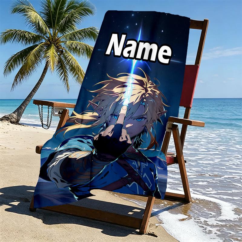 Custom Name Personalized Video games Print Beach Towel, for Trip Camping Beach Party Home Decor, Birthday Gift for Family & Friends