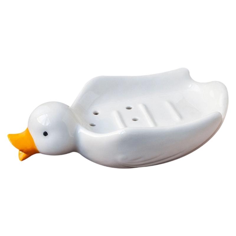 Modern Soap Holder Funny Duck Shape Soap Dish Drain Ceramic Soap Rack Storage Tray Bathroom Accessories Enduring
