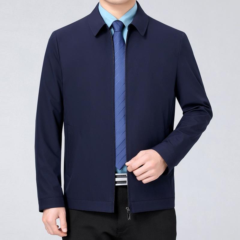 High-end Lapel Jacket for Middle-aged Men In Spring and Autumn Mulberry Silk Business Casual Loose Tops for Middle-aged and Elderly Dads
