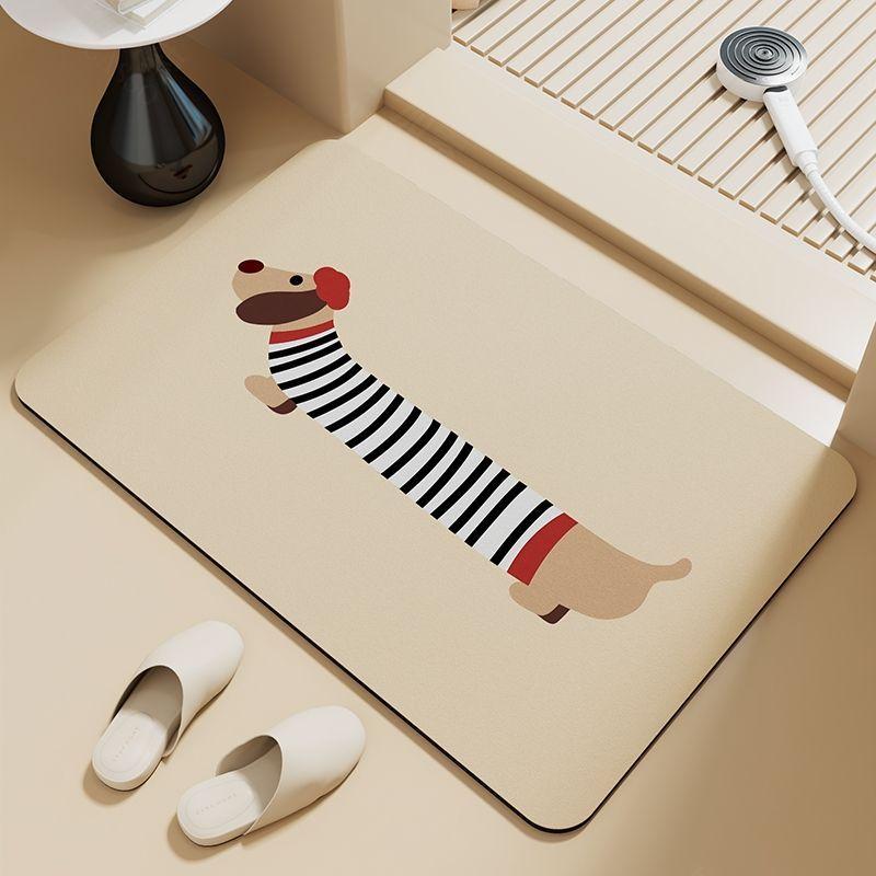 Dachshund Puppy Absorbent Floor Mat Diatom Mud Bathroom Door Foot Pad Non-slip Toilet Toilet Door Cute Foot Pad
