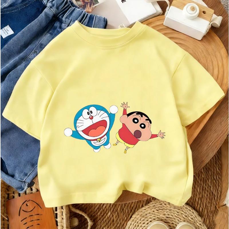 Popular Trendy Children's Short-Sleeve T-Shirt Cute Cartoon Summer Casual Crew Neck Shirt Crayon Shin-chan