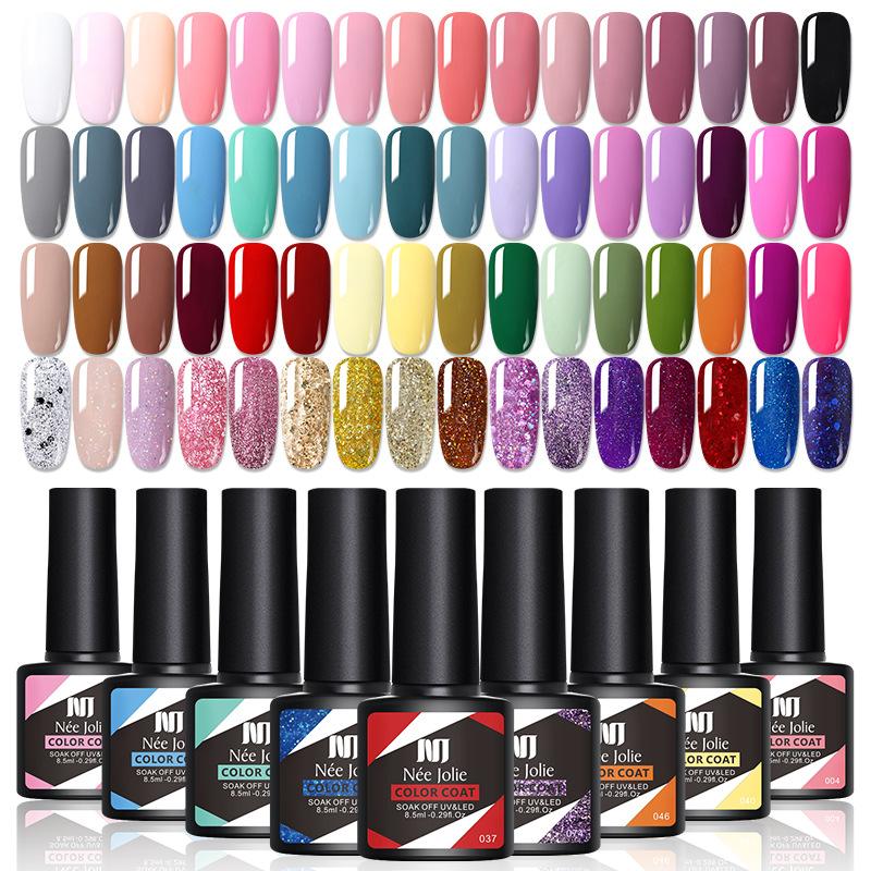 Nee Jolie Set Smalti Gel per Unghie 100 Colori Glitter Base Solida & Top Coat Nuovo Smalto Gel per Unghie da Salone