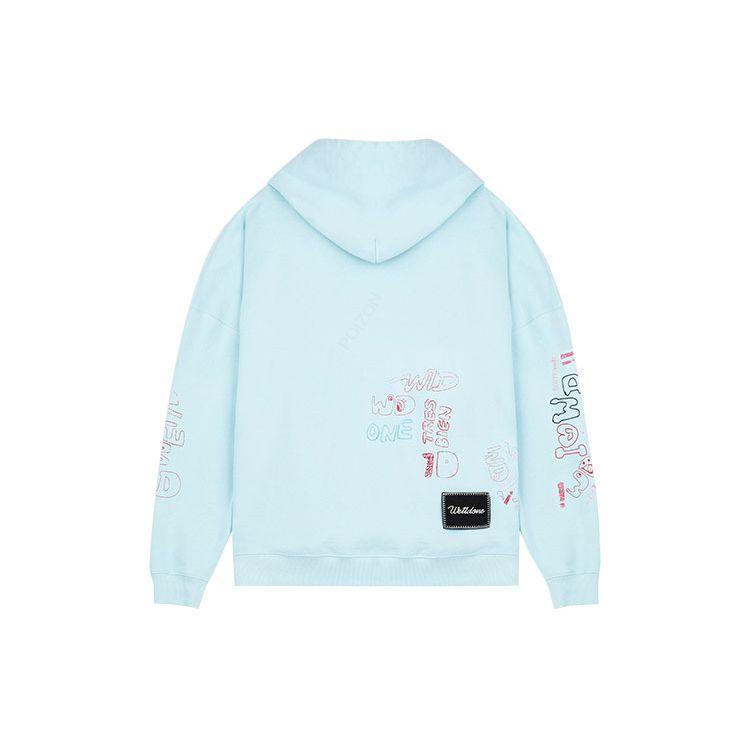 WE11DONE Graffiti V1 Hoodie Mint Unisex Tops Green WD-TH0-21-528-U-MT