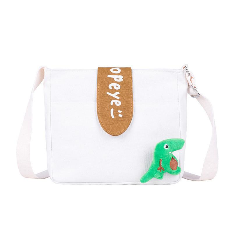 Rabbit Duck Dinosaur Plush Decorations Canvas Shoulder Bag For Women With Zipper Closure For Daily Use And Street Style