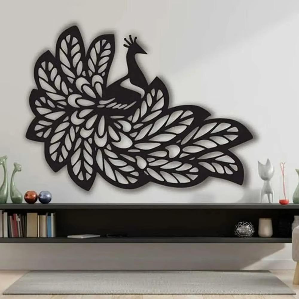 1 szt. Pawie metalowe ścienne sztuki, metalowa sylwetka dekoracyjne malarstwo, pawie ścienne dekoracje ścienne żelazne sztuki wystrój domu naklejki ścienne dzieła sztuki