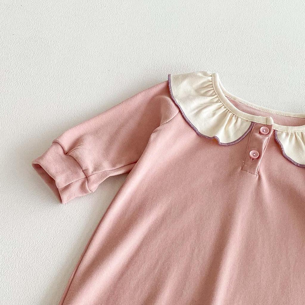 Cute Peter Pan Collar Autumn Baby Romper - Long Sleeve, Korean Style for Girls
