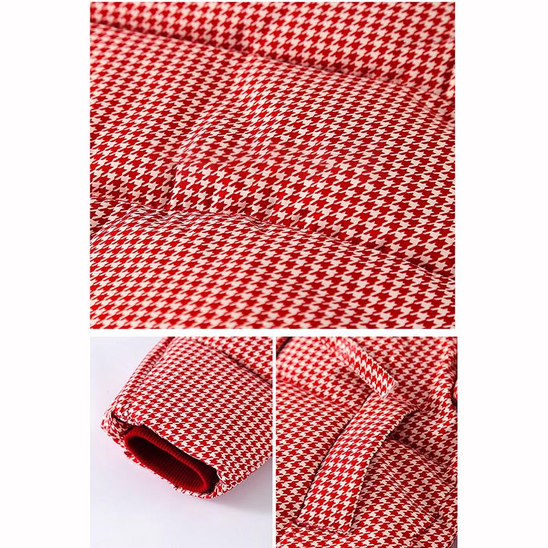 Checkered Retro Down Jacket Girls Fashionable Casual Cotton Coat Little Girl