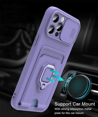 Custodia di Lusso con Anello Magnetico Porta Carte per iPhone 17 16 15 14 13 12 11 Pro XS Max XR Plus Protezione Obiettivo Copertura in Morbido Silicone