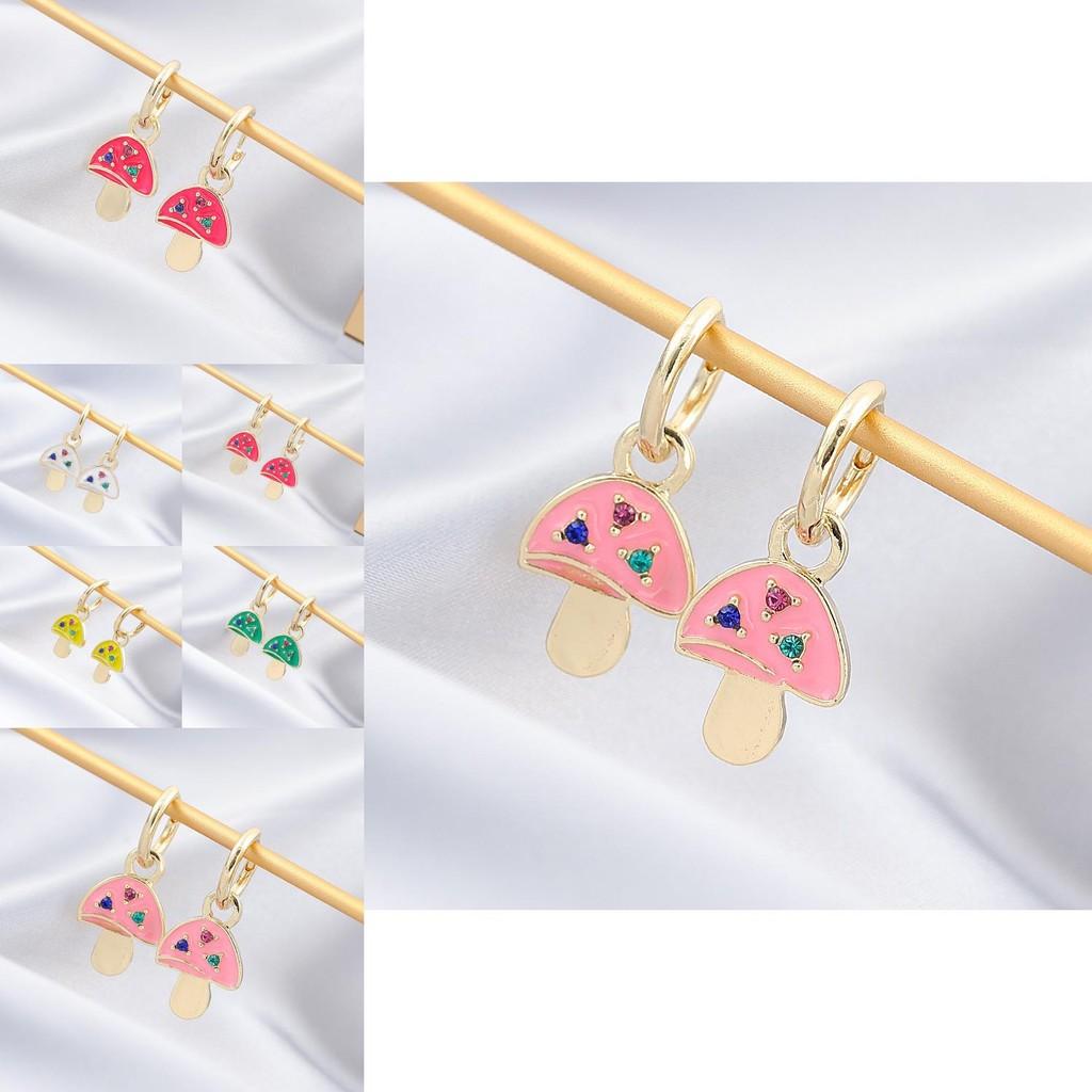 Modern Fashionable Asymmetrical Alloy Mushroom Earrings In Vibrant Colors For Women