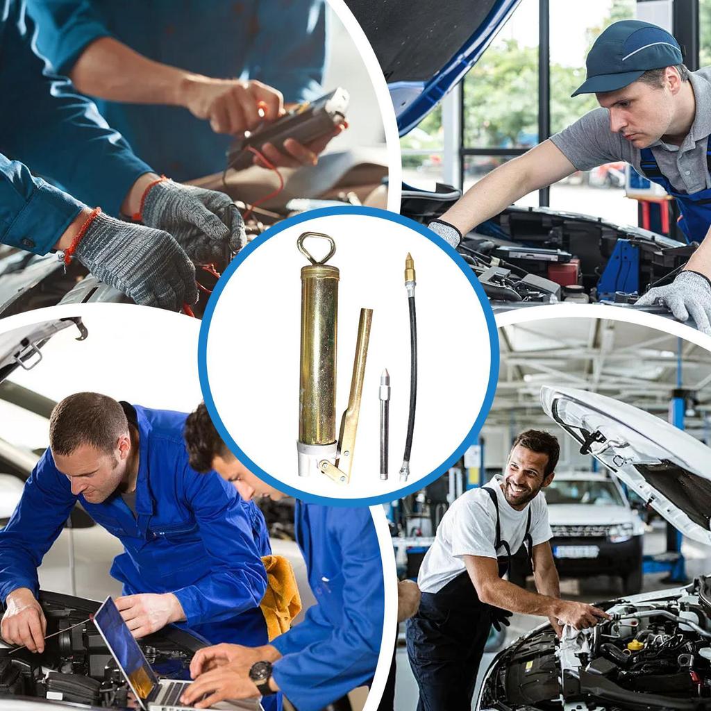 Manual High Pressure Grease Gun Tool with Whip Hose, Automotive Lubrication Applicator for  Mechanics Construction Technicians