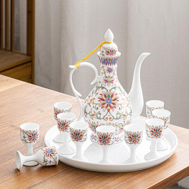 Baijiu Decanter & Ceramic Wine Glass Set with Gift Box