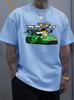 Unisex Purple Oversized Tee Rex Dino Race Car Graphic Soft Cotton Short Sleeve Crewneck Motorsport Street Summer Male Daily Tops