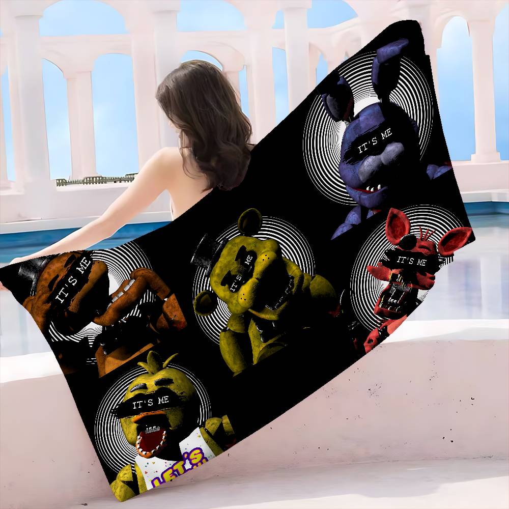 Fnaf Five-nights-At-Freddys Grandi Asciugamani da Spiaggia in Microfibra Asciugatura Rapida Asciugamani da Spiaggia Sabbiosa Asciugamano da Piscina Per Viaggio Piscina Nuoto Yoga