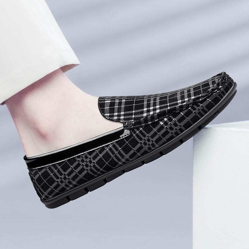 Fashion Luxury Brand Men's Classic Leather Loafers Men's Slip-On Driving Shoes Men's Striped Red Men Casual Shoes Moccasin Office Shoes