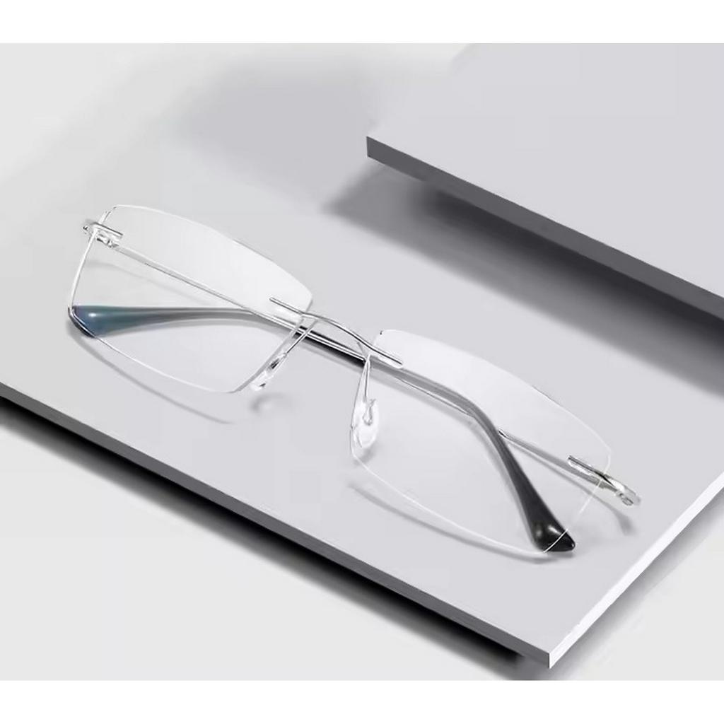 Dervin Zero Power Blue Cut Computer Bluelight Blocking Glasses For Men and Women | Anti Glare, Lightweight & Blocks Harmful Rays | Titanium Rimle
