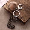 Western Cowboy Leopard Print Leather Keychain with Acrylic Letter and Plush Ball Accessories