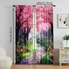 2 pcs   versatile polyester transparent curtains for home decoration Enchanting Cherry Blossom for use in bedrooms and living