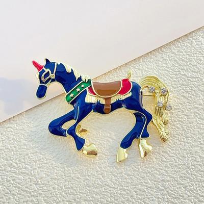 Broche Yousheng Colorido Brilhante com Strass Incrustado Design de Cavalo Broche Pin Lapela de Terno Distintivo Acessório Estiloso