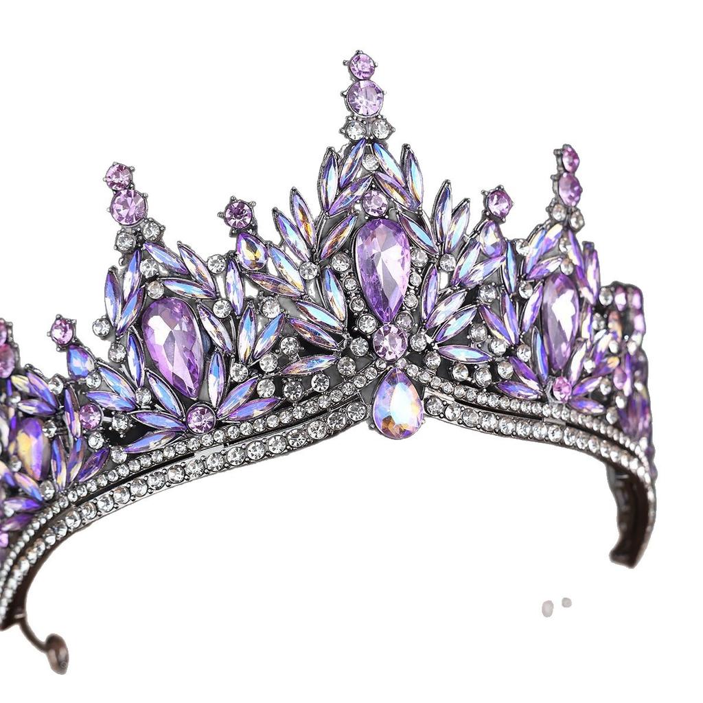 European Luxury Symphony Purple Crown Headgear Wedding Party Banquet Dress Rhinestone Crown Styling Setting Hair Accessories 2026