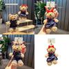 Cuter Bear Plush Keyring With Denim Overalls And Dress Decor For Kids And Teens