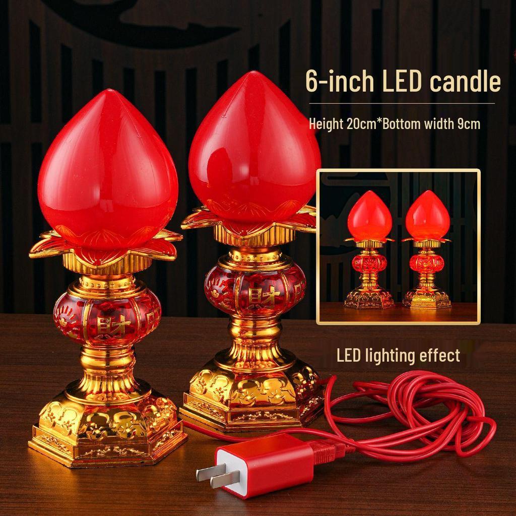 God of Wealth LED Candle Lights: USB-Powered Long-Lasting Crystal Buddha Lamp Pair