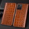 Crocodile Pattern Genuine Leather Flip Case for Xiaomi Poco M7 Pro Plus Business Retro Book Style Wallet Cover