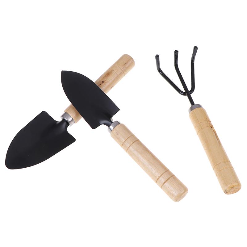 3 Adet/takım Mini Bahçe Alet Setleri Kürek Tırmık Kürek Bonsai Alet Seti Ahşap Saplı