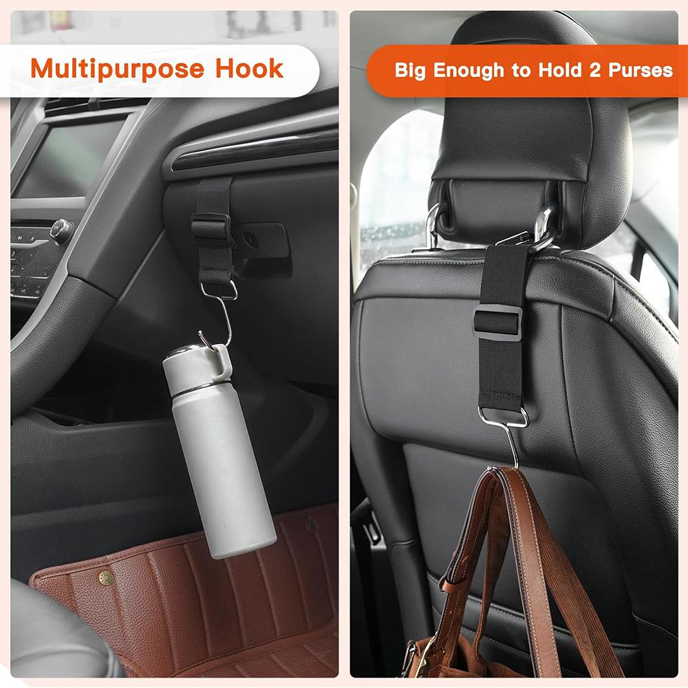 2Pcs Car Hook Universal Car Seat Headrest Hooks, Black