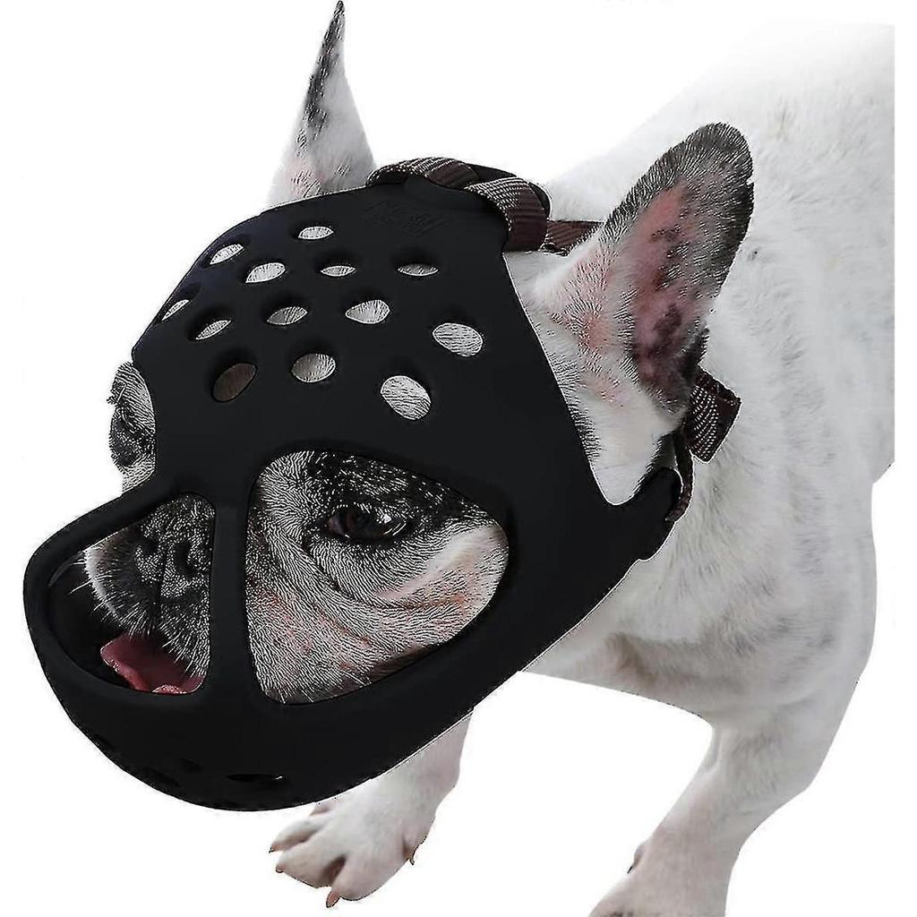 Short Snout Dog Muzzle,soft Silicone Adjustable Breathable Bulldog Muzzle For French Bulldog Shih Tzu And Pug For Biting Chewing Training less