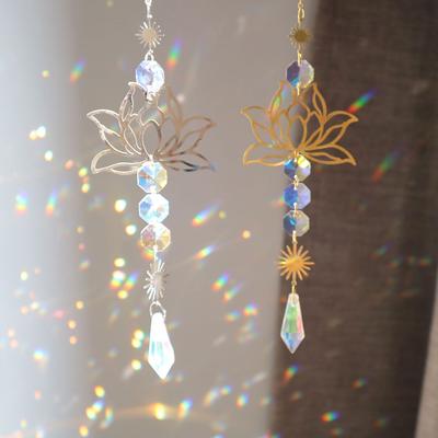 1PC Natural Stone Sun Catcher Crystal Wind Chimes Amethyst Lotus Hanging Window Garden Party Decorations