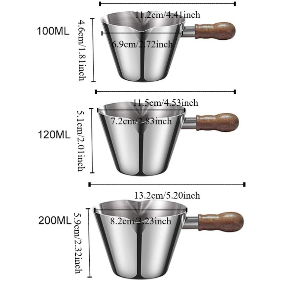 Walnut Handle Coffee  Extraction Cup 304 Stainless Steel Milk Cup Multifunctional Dosing Cup  Cafe