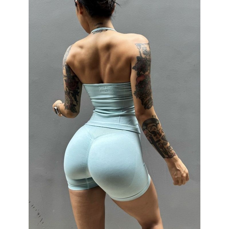 2025 European and American With Chest Pad Yoga Underwear Women Hanging Neck Beauty Back Sexy Shockproof Push Up Sports Vest Fitness Underwear
