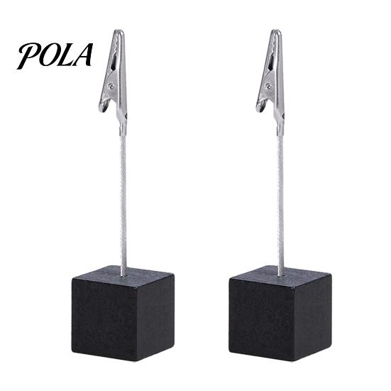 Metal Pole Memo Stand 2 Pcs Wooden Cube Base Holder with Clips, Mini Table Multi-combination Number Stands for Name Cards, Photos, Memos, Wedding,