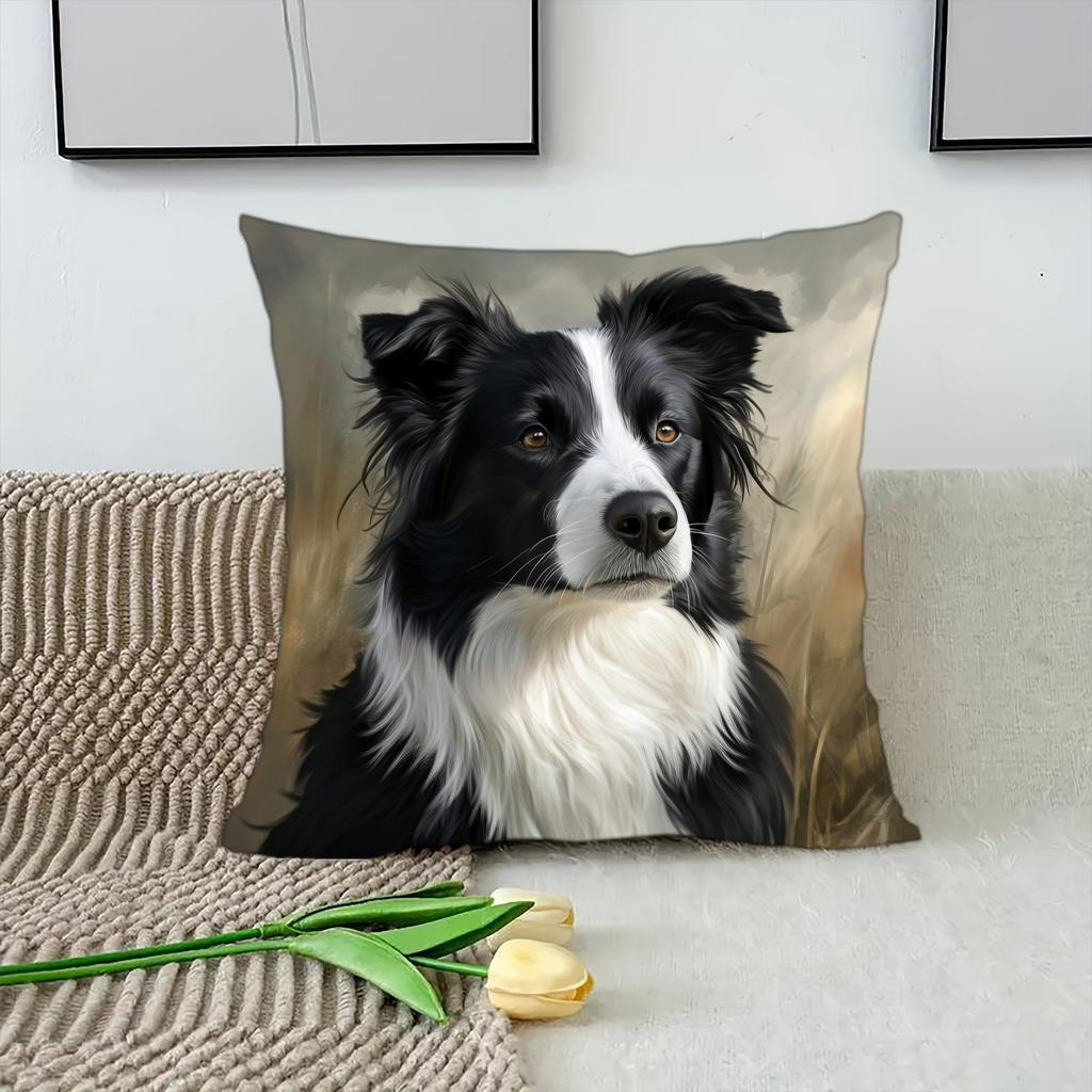 1 Stück Border Collie Kissenbezüge Schlafzimmer Sofa Quadratischer Kissenbezug Wohnzimmer Stuhl Kissenbezüge Innen Hausdekoration Geschenk