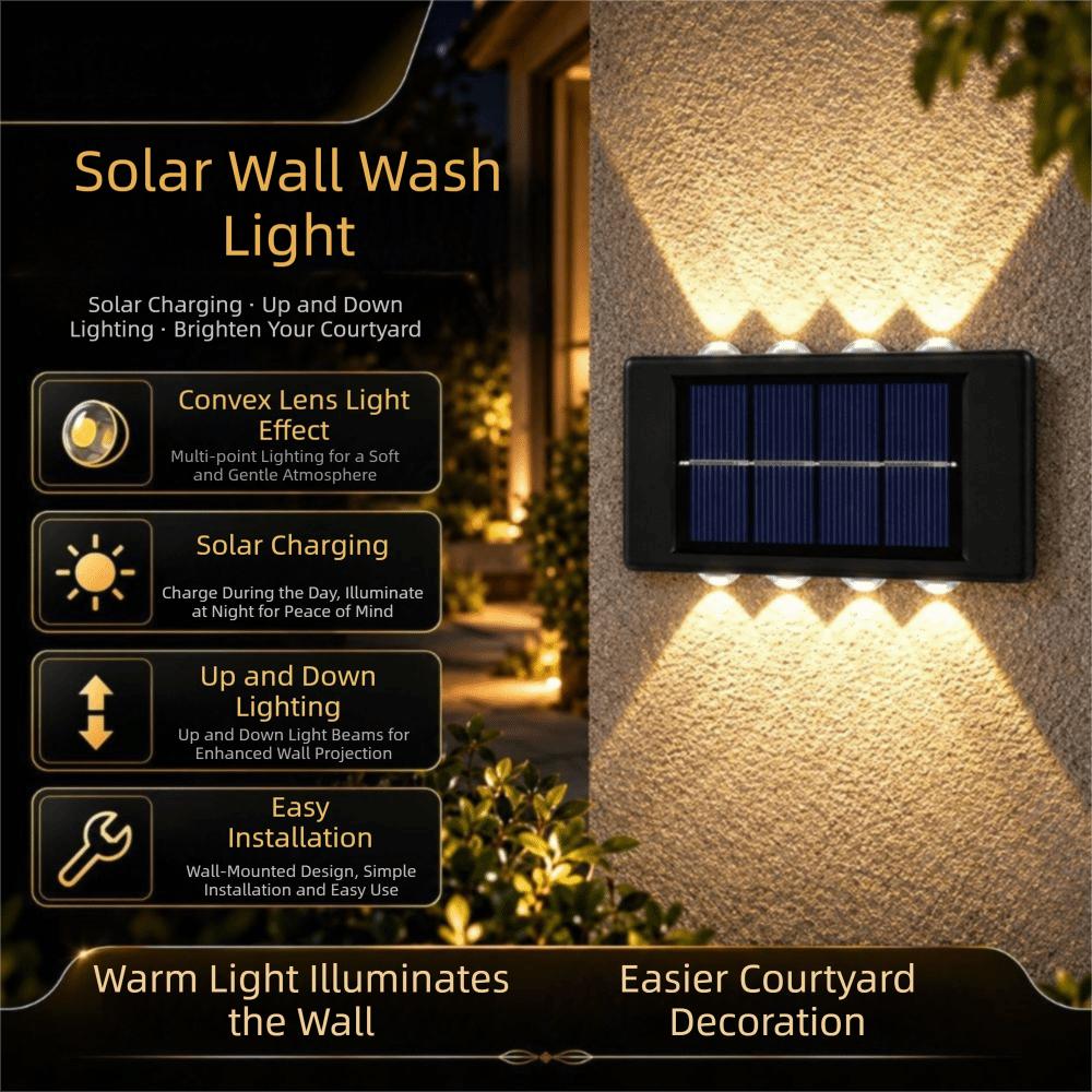 Waterproof Solar Light Lamp Warm Light Up And Down Luminous Solar Wall Lamp 4/6/8/10/12/16LED Outdoor Solar Lights Halloween