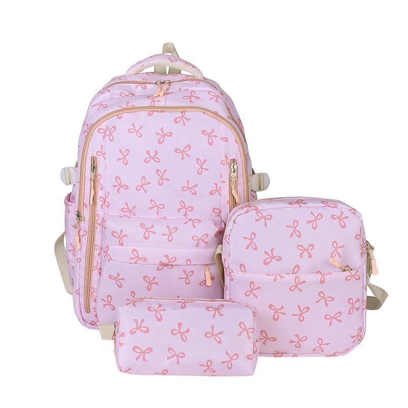 Schoolbag Small Fresh Bow Backpack Junior High School Student College Student Campus School Bag Lightweight Burden Reduction Backpack