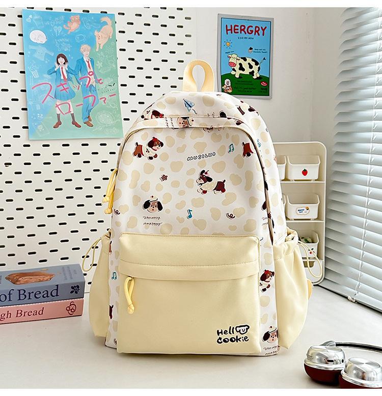 Schoolbag Japanese Ins New High-value, Fresh, Sweet and Cute Polka Dot Puppy Backpack, Light Backpack for Junior High School Students
