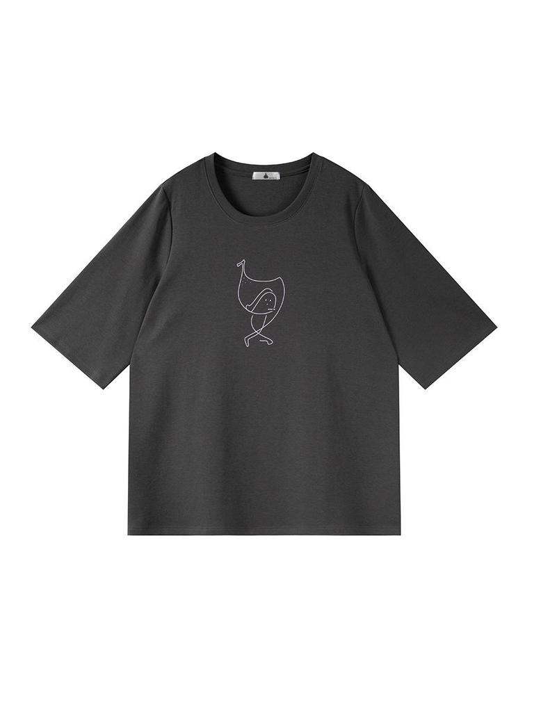Shuangtian Spring 2026 Plus Size Women's Cartoon Round Neck Short Sleeve T-Shirt W-275