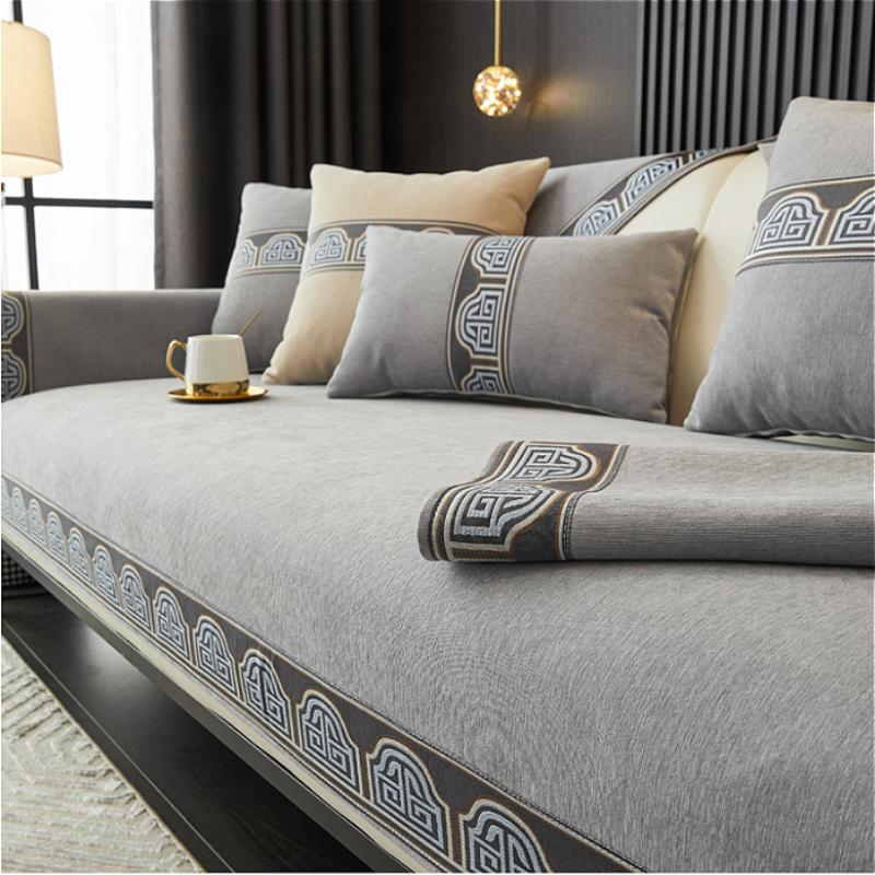 Solid Color Chenille Sofa Covers for L Shape Cover Slipcovers Sofas Towel Couch Cover for Living Room Non-slip Soft Breathable