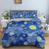 Starry Night Van Gogh Duvet Cover Set Queen Size,Oil Painting Famous Modern Classic Sky Star Art,Decorative 3D Bedding Set Tool