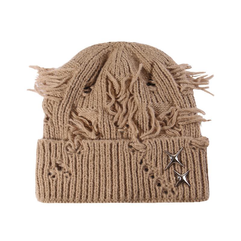 Autumn and Winter Warm Hats for Women Versatile Star Hole Knitted Hats  Warm Ear Protection Woolen Hats for Men