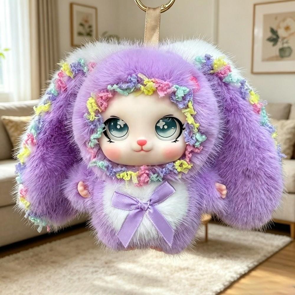 Big Ear Rabbit Plush Keychain Bag Hanging Car Key Ring Sweet Fairy Style Bag Charms Christmas Gift