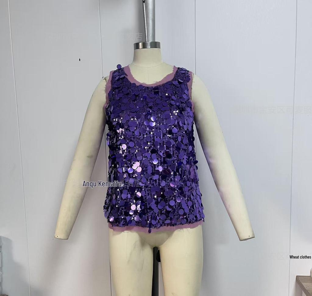 2025 Casual Spicy Girl Sequin Sleeveless Fashion Top for Women