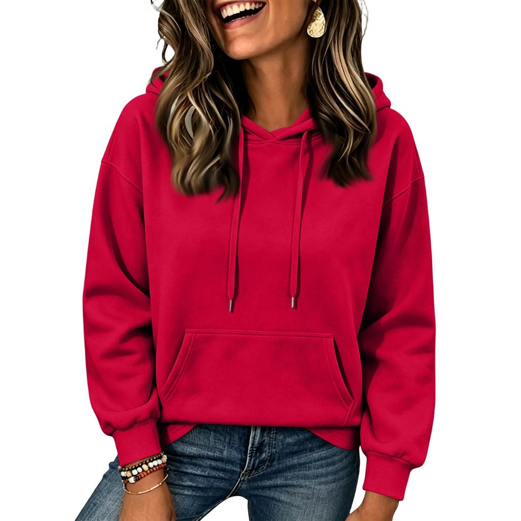 Felpa Casual da Donna Colore Spalle Cadenti Manica Lunga Pullover