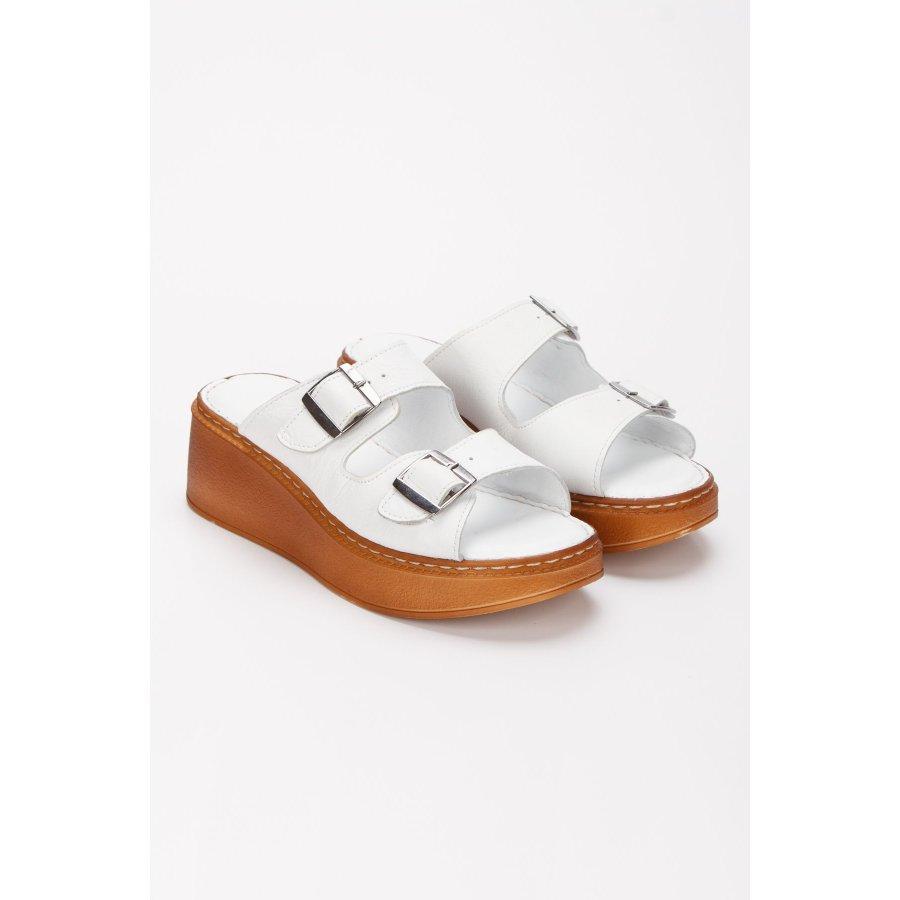 Women's Genuine Leather Wedge Heeled Casual Summer Slippers Clogs