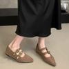 French Vintage Studded Single Shoes New Belt Buckle Pointed Toe Shallow Mouth Mary Jane Flat Single Shoes